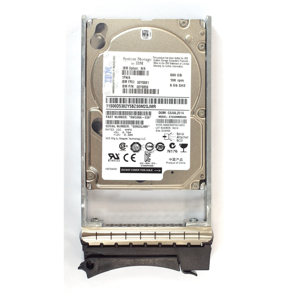00Y8861 IBM HDD 600GB 10K SAS 6G 2.5" SFF HOT-SWAP FOR DS3524